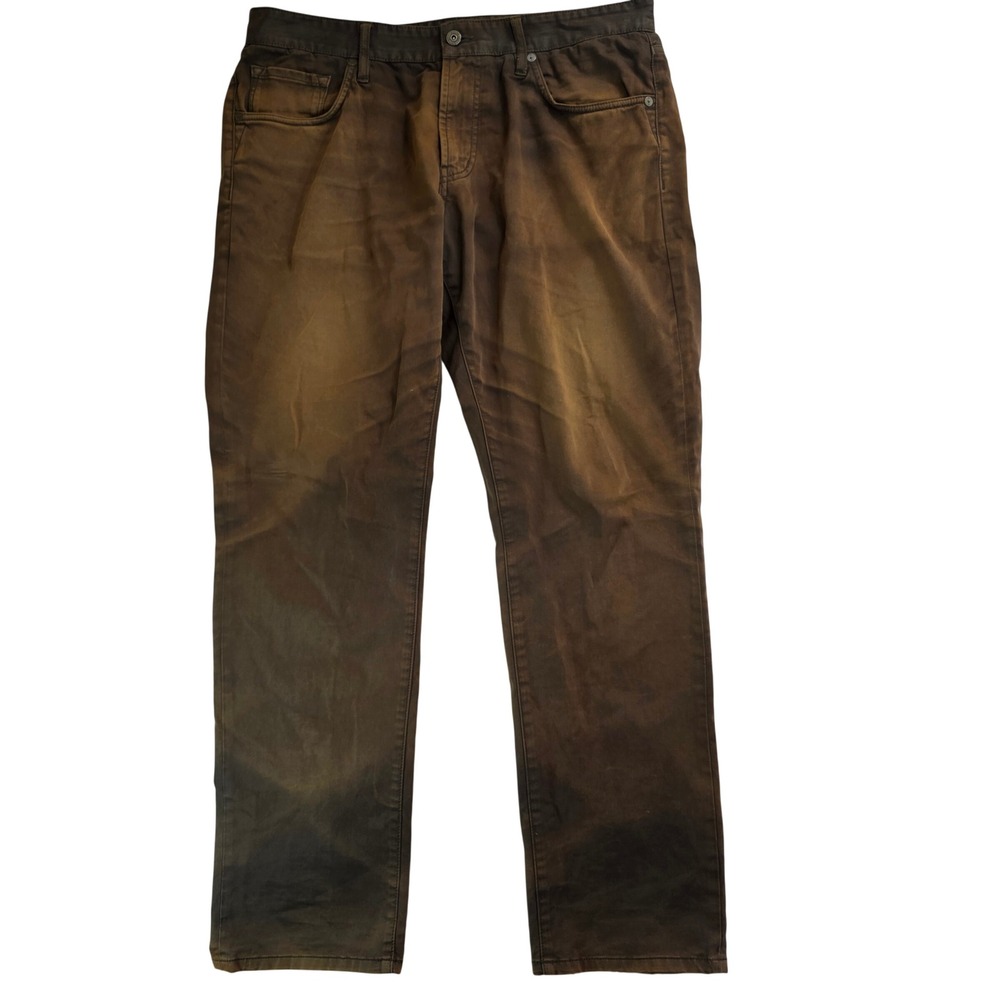 7 Diamonds Clifton Slim Straight Pants Men 34x32 Brown Sun Faded Stretch Hipster